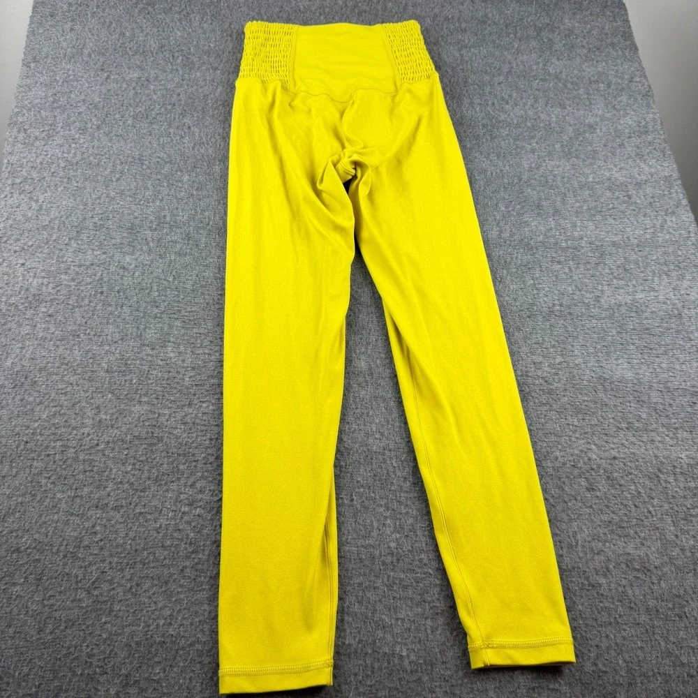 OFFLINE by Aerie Leggings Women's Small Yellow Real Me High Waist Smocked 7/8